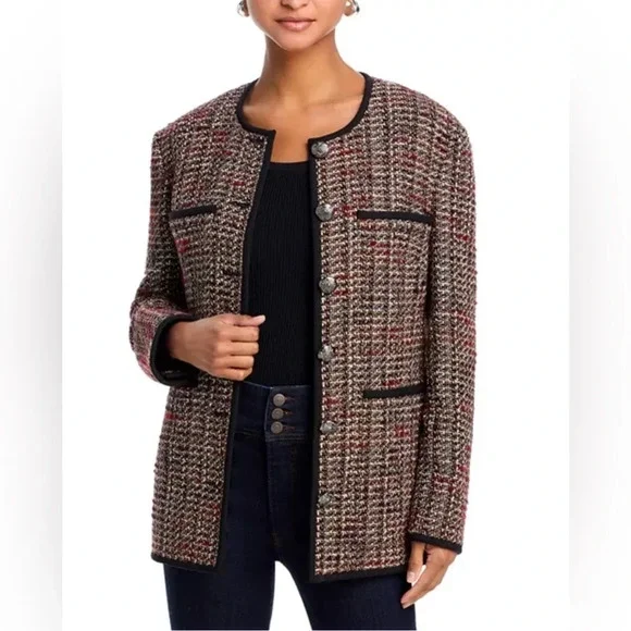 NEW Veronica Beard Watkins Dickey Tweed Collarless Jacket Grey Multi | size 2 - Picture 2 of 15
